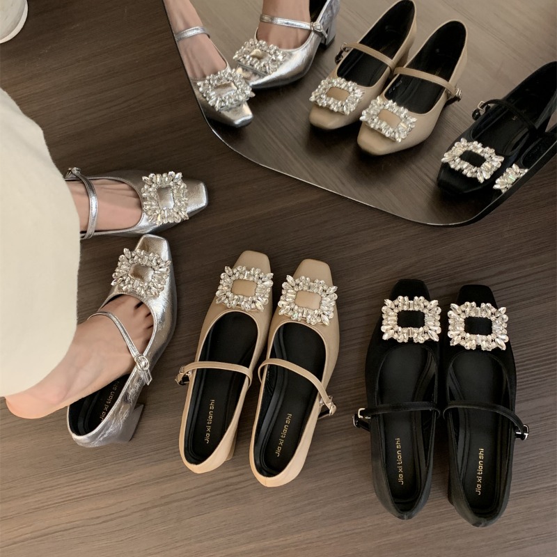Women Shoes Elegant - Silver Flat Bottom French Style Women's