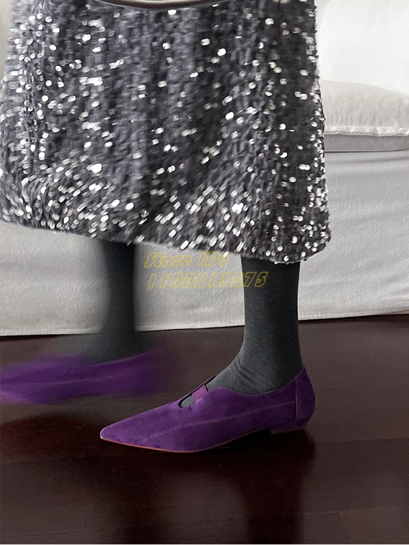 Purple Suede Pointy Toe Pumps  - Pointed Toe Flat ulasan dan harga