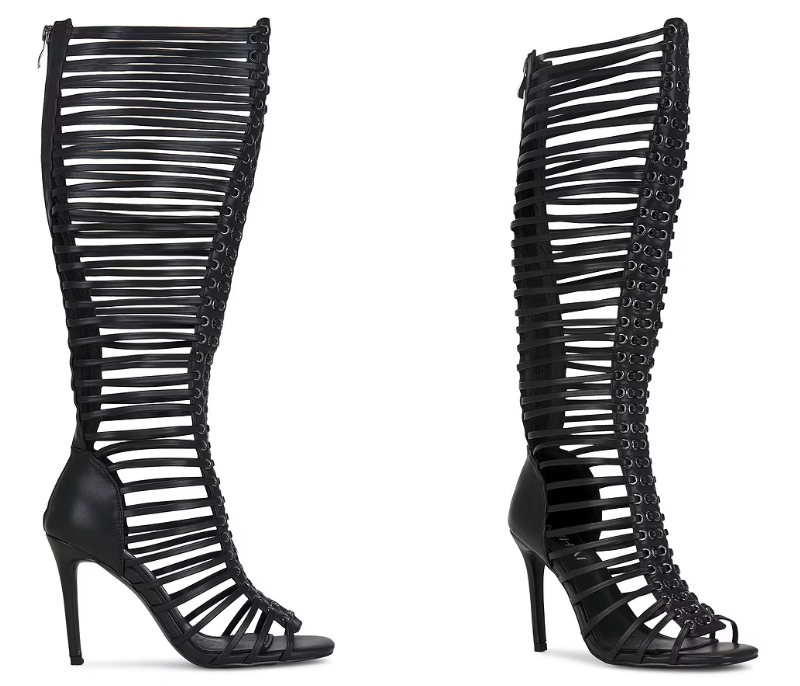 Women Black Caged Strappy Stil - Women Shoes Boots ulasan dan harga