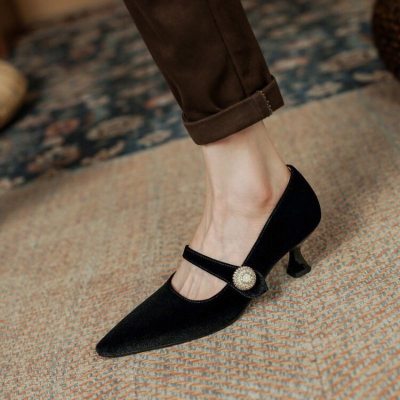 Wine Red Pointed Toe Mary Jane - Slingback Pumps Women ulasan dan harga