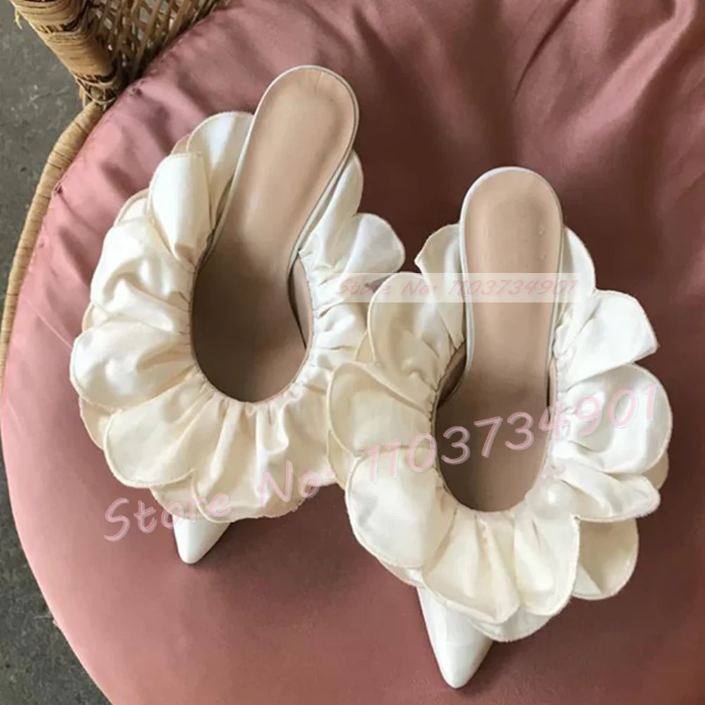 White Flower Satin Pointed Toe - Women Shoes Zara ulasan dan harga
