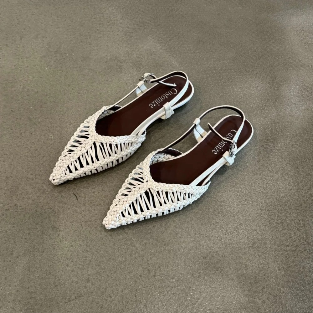 Pointed Woven Roman Style Sand - Pointed Toe Flat ulasan dan harga