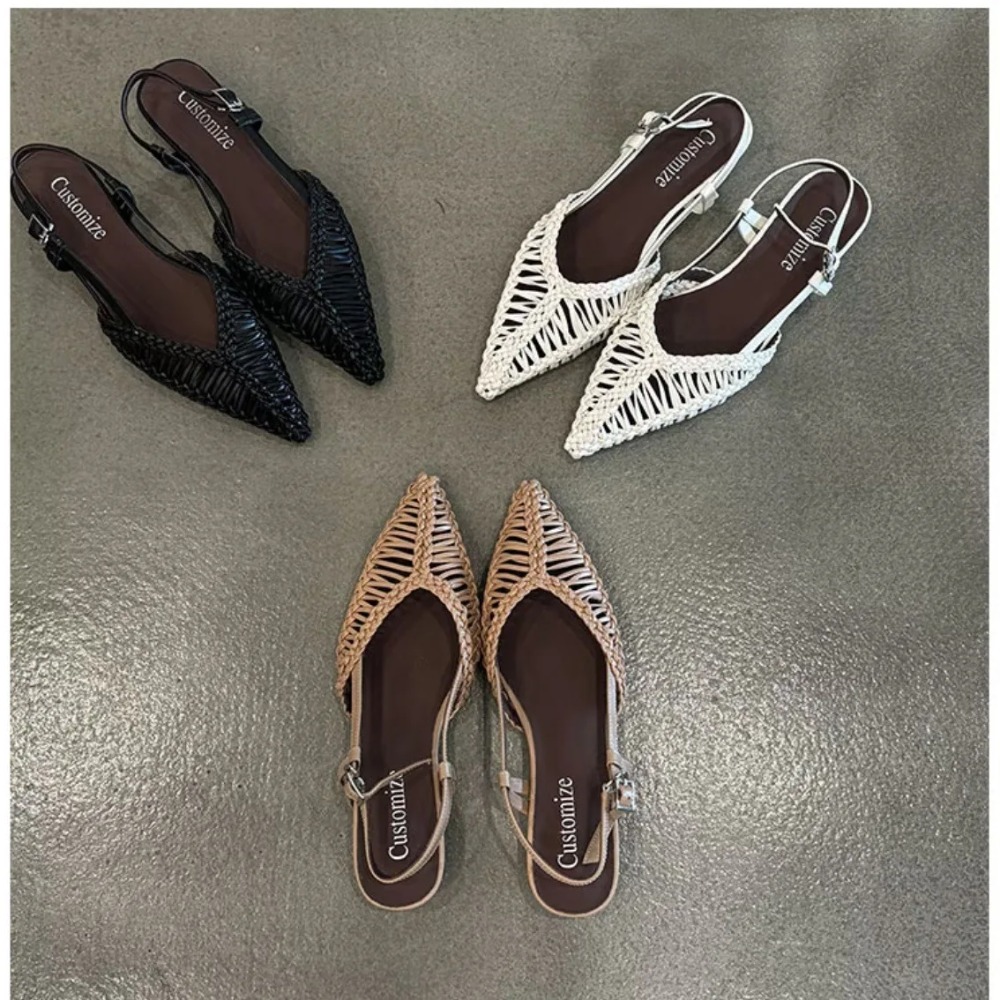 Pointed Woven Roman Style Sand - Pointed Toe Flat ulasan dan harga