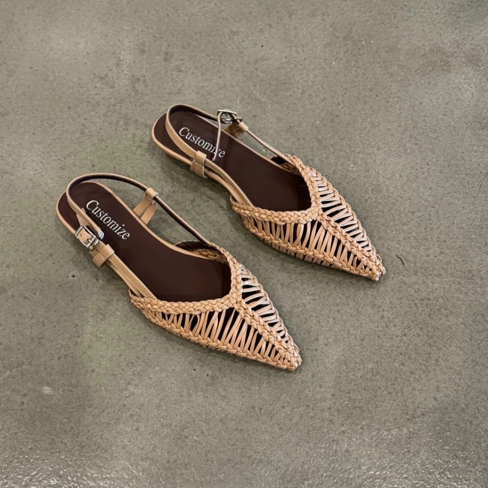 Pointed Woven Roman Style Sand - Pointed Toe Flat ulasan dan harga