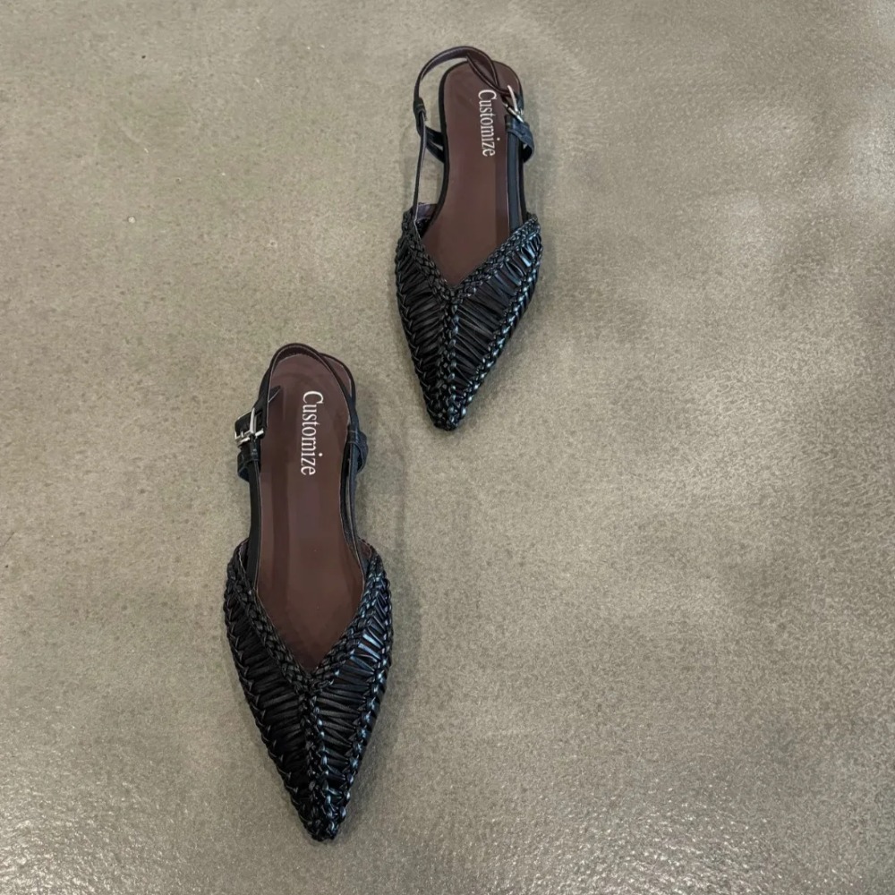 Pointed Woven Roman Style Sand - Pointed Toe Flat ulasan dan harga