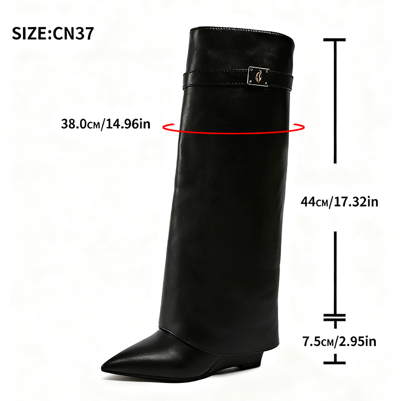 Black Pu Leather Knee High Boo - High Knee Heel Boots ulasan dan harga