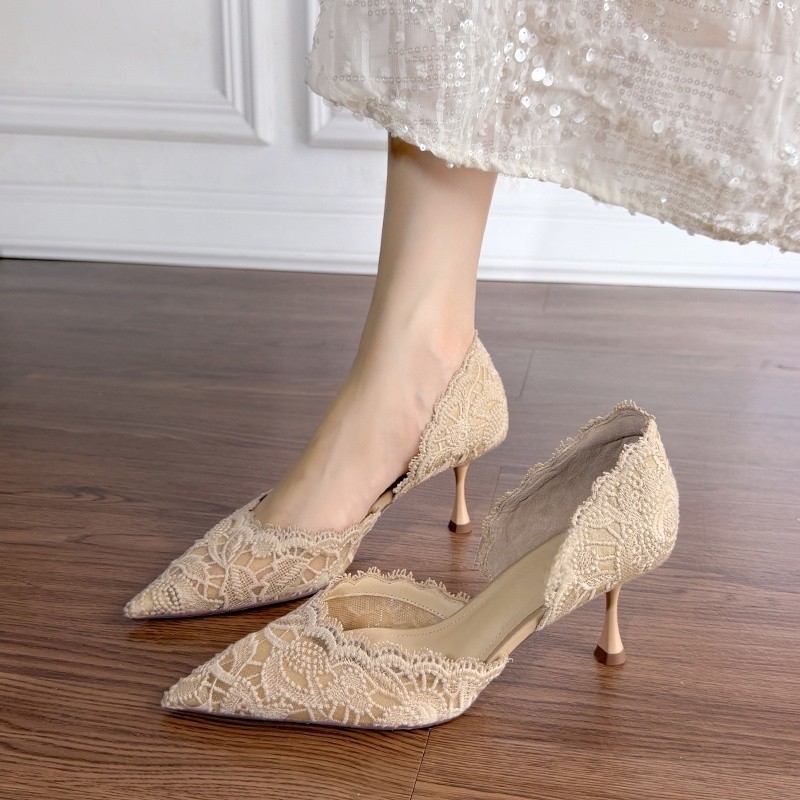 Lace Pointed Toe High Heels Wo - Slingback Pumps Women ulasan dan harga