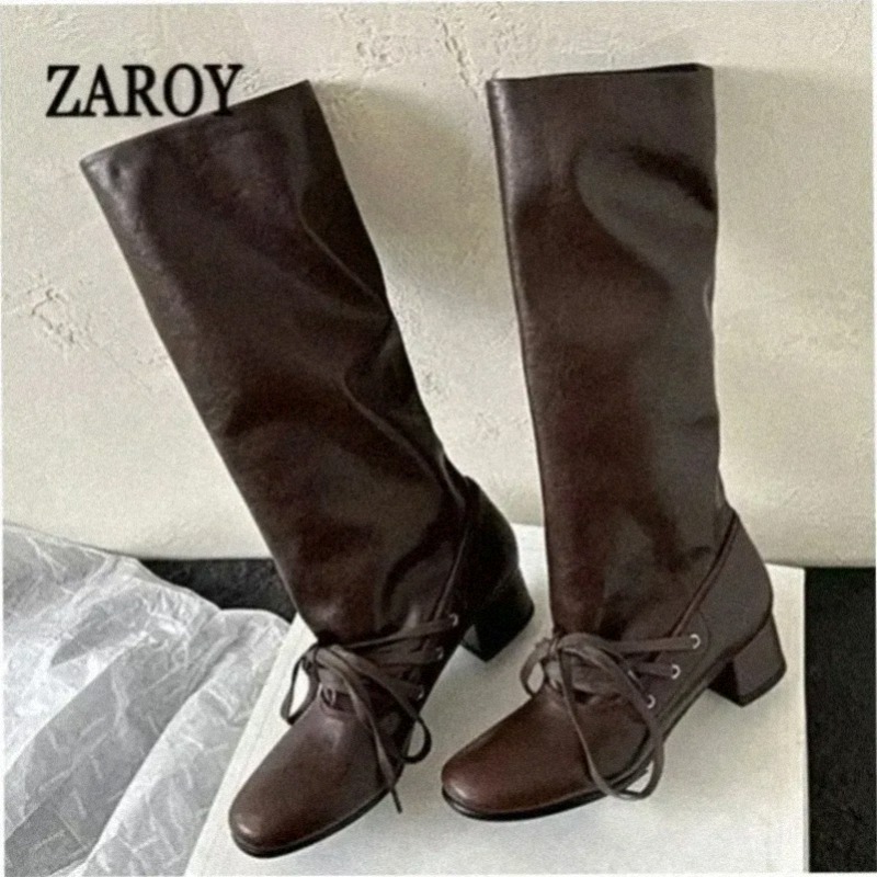 ZAROY Newest Design Women Knee - High Knee Heel Boots ulasan dan harga