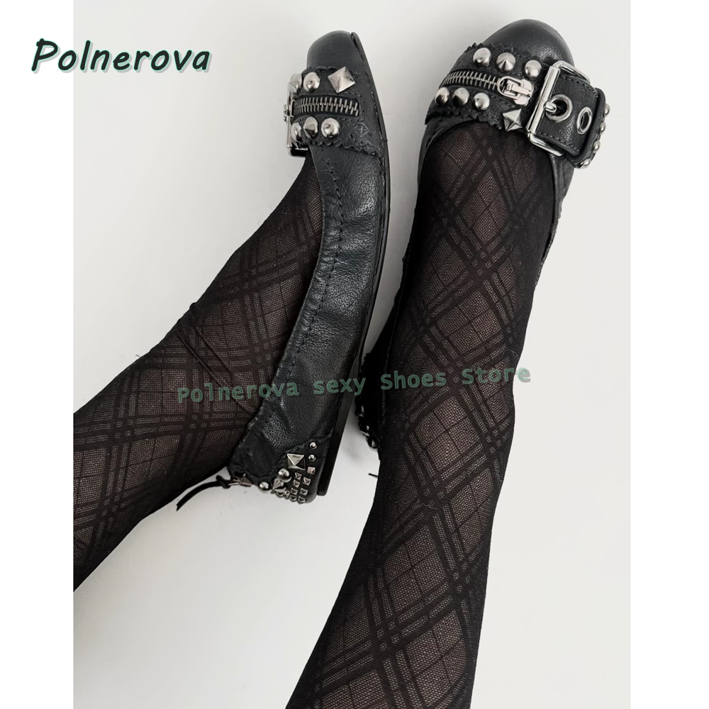 Rivet Belt Buckle Mary Jane Sh - Pointed Toe Flat ulasan dan harga