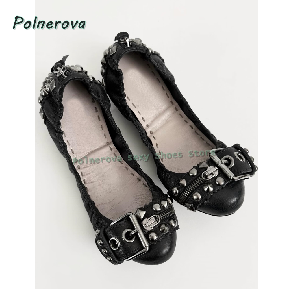 Rivet Belt Buckle Mary Jane Sh - Pointed Toe Flat ulasan dan harga