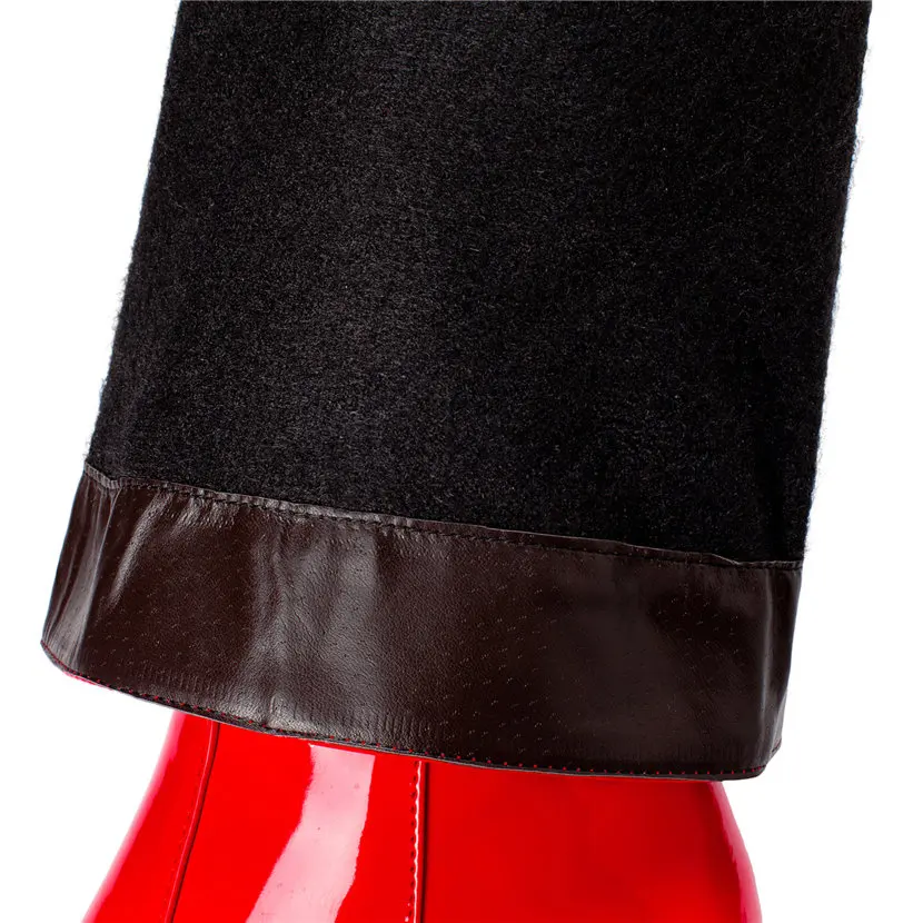 Red White Patent Leather Women - High Knee Heel Boots ulasan dan harga