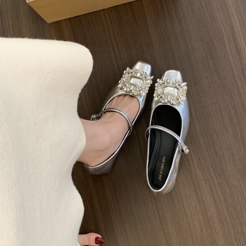 Silver Flat Bottom French Styl - Women Shoes Elegant ulasan dan harga
