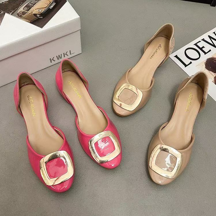 Fashion Square Buckle Hollow F - Pointed Toe Flat ulasan dan harga