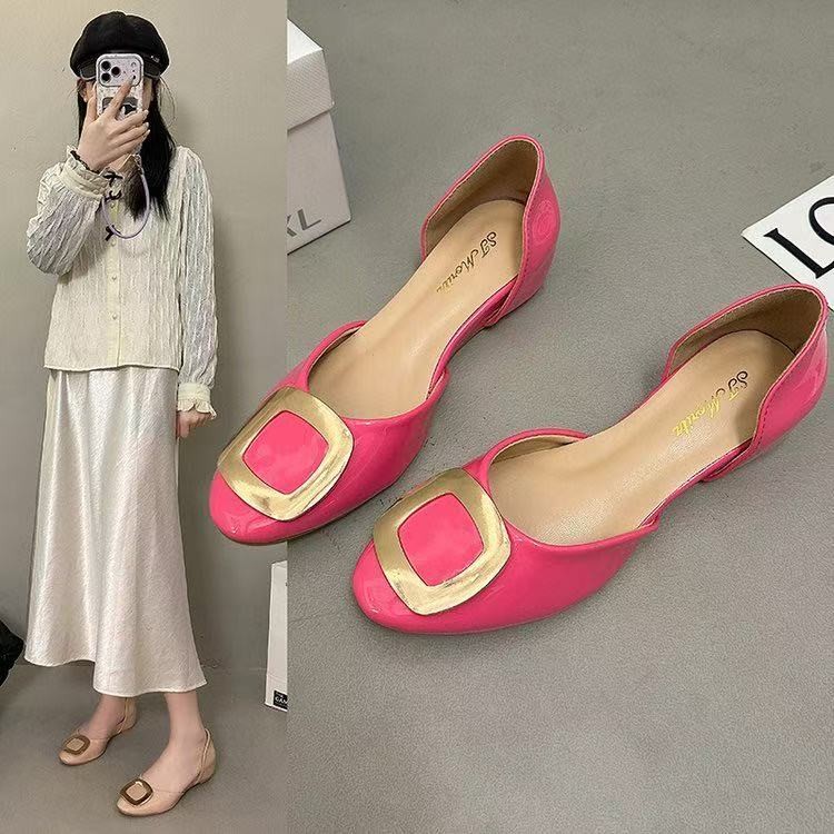 Fashion Square Buckle Hollow F - Pointed Toe Flat ulasan dan harga