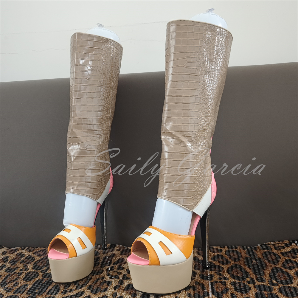 Girl Pink Heart Decor Knee Hig - High Knee Heel Boots ulasan dan harga