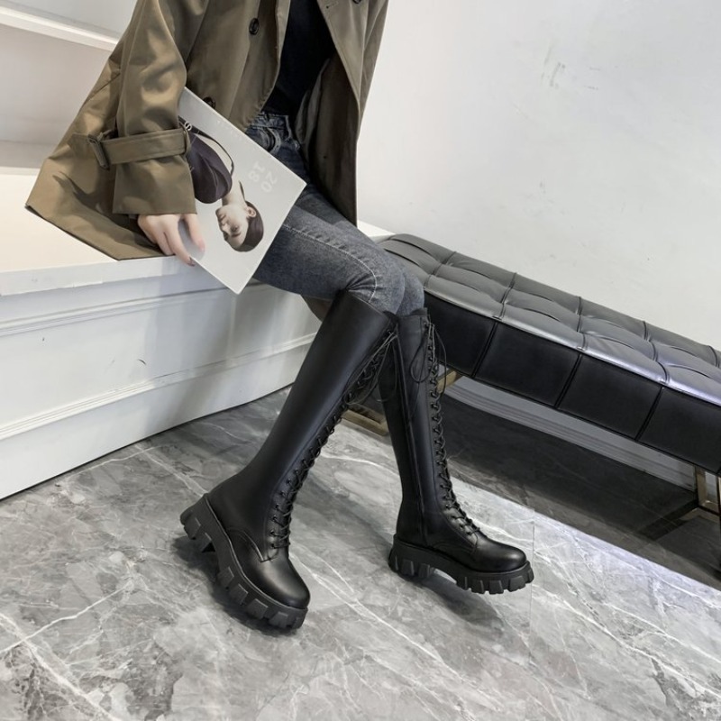 Women Knee High Boots Lace Up  - High Knee Heel Boots ulasan dan harga